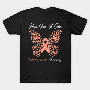 Hope For A Cure Butterfly Gift 3 Uterine cancer T-Shirt